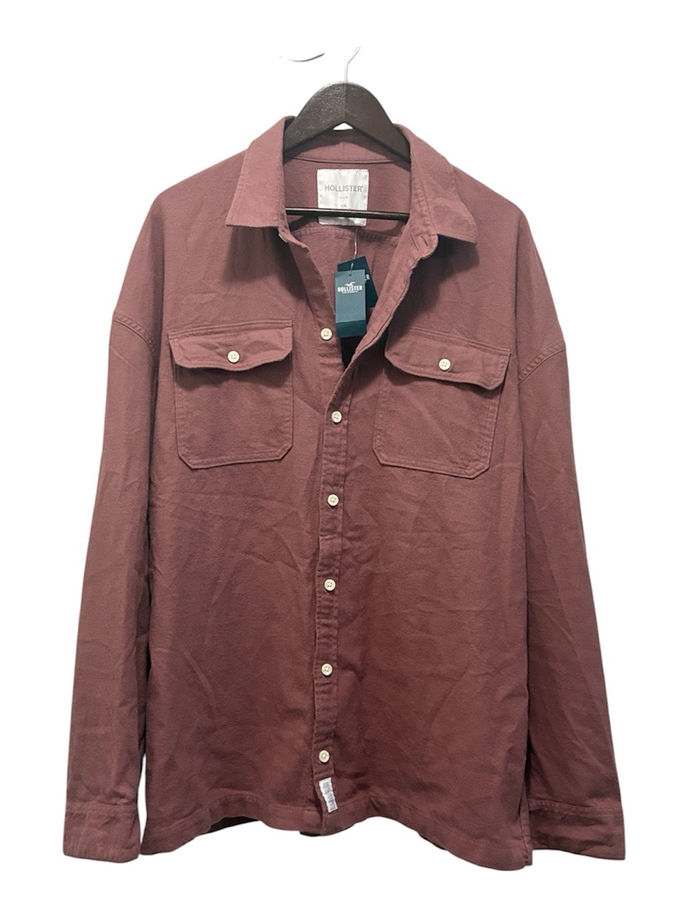 Hollister Men's Button-Down Shirt Jacket in Dusty Mauve